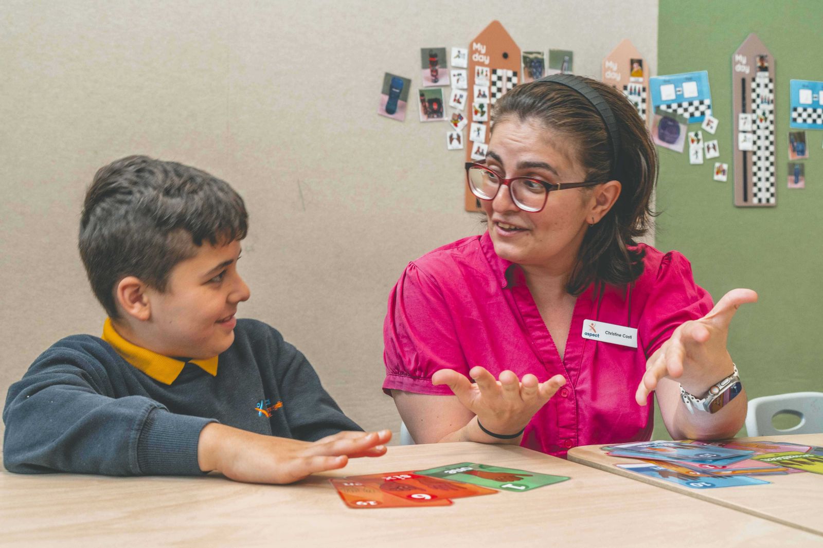 Teacher and student practice counting