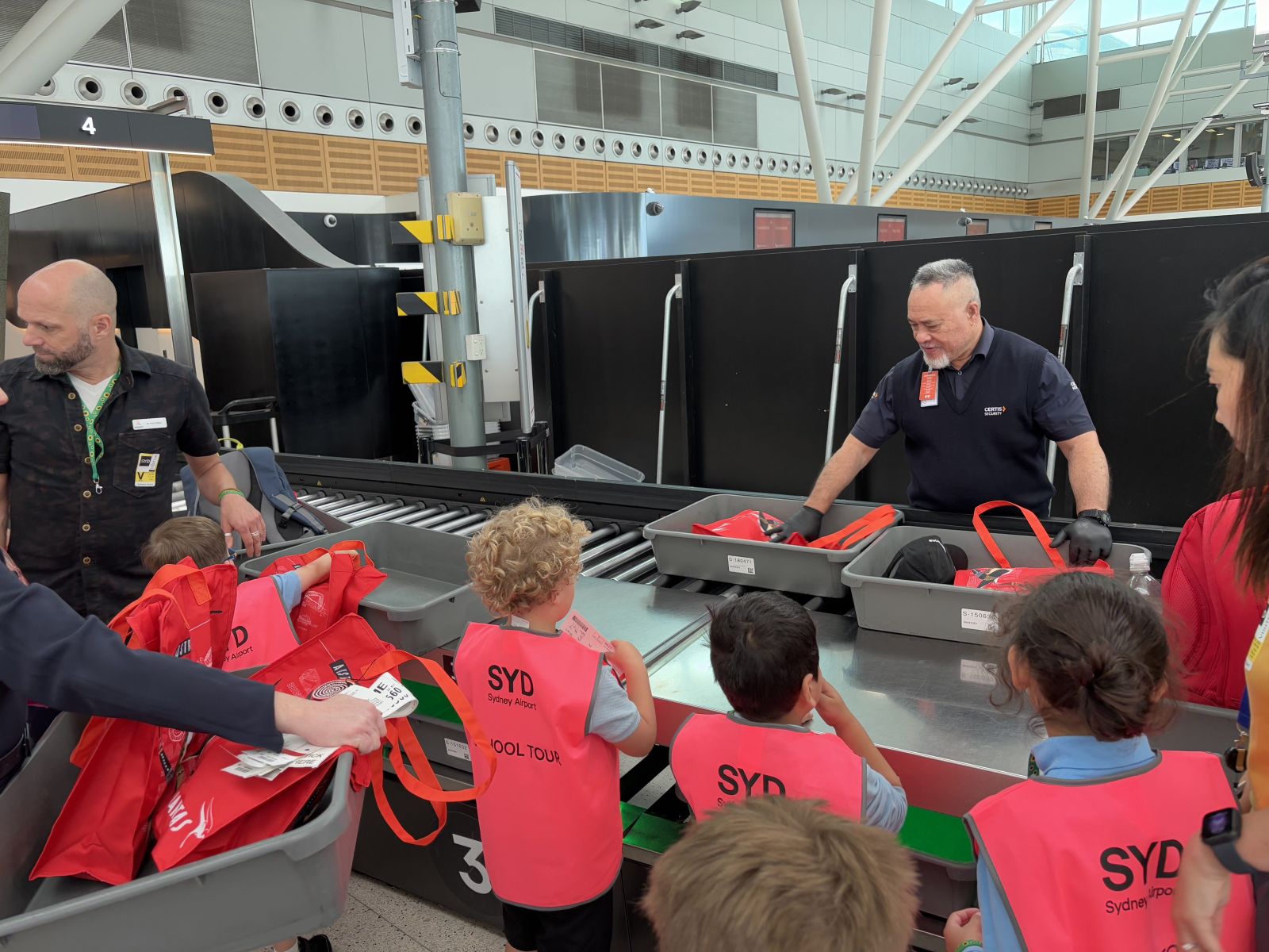 Aspect students experiencing the security process in an airport for the first time