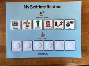 Bedtime routine structured supports